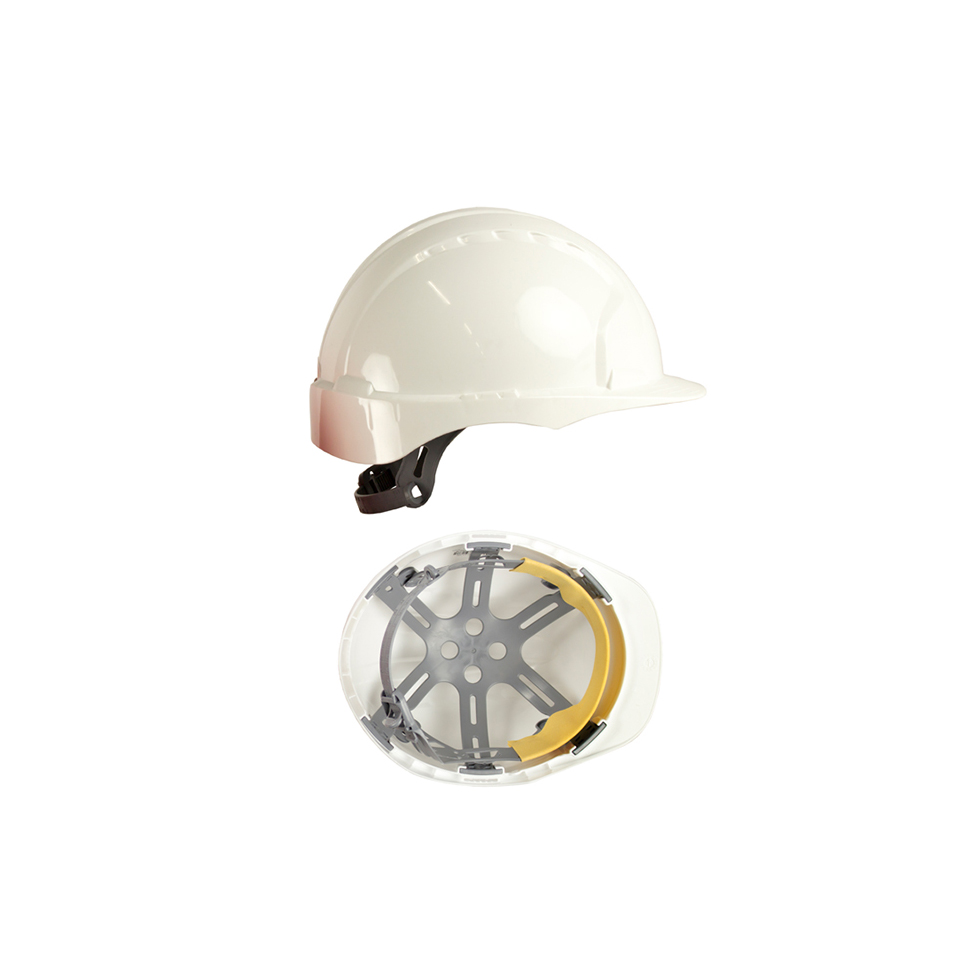 SG03104 Veiligheidshelmen Voor optimale bescherming van het hoofd, dient de veiligheidshelm afgesteld te worden aan de omvang van het hoofd van de gebruiker. De bruikbaarheidsduur van de helm wordt bepaald door onder andere, kou, warmte, chemicaliën, zonlicht en verkeerd gebruik.